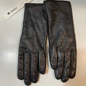 Brand new in tags, aqua, black, leather, studded gloves touch screen compatible